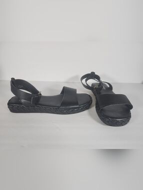 Sonoma w/ Ortholite Eco Jayla Black Ankle  Strap Braided Flat Sandals S 6M NWOB
